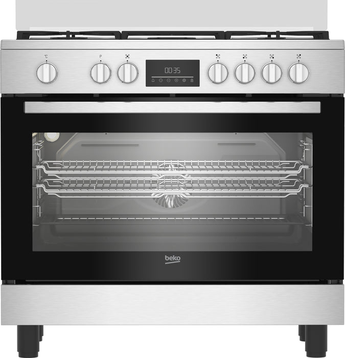 BEKO CUCINA A GAS 5 BRUCI.FORNOELET.VENT.66LT 90x60 INOX BGM11226EX