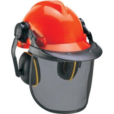 Visiera rete metallo + elmetto + cuffia einhell