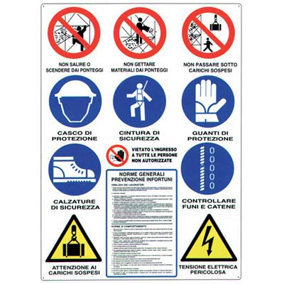 Targa segnaletica obblighi e divieti cantiere