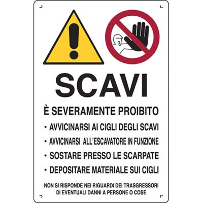 Targa segnaletica attenzione scavi