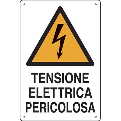 Targa segnaletica tensione elettrica pericolosa
