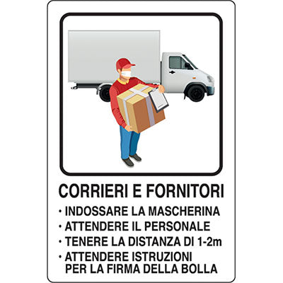 Targa segnaletica covid corrieri e fornitori