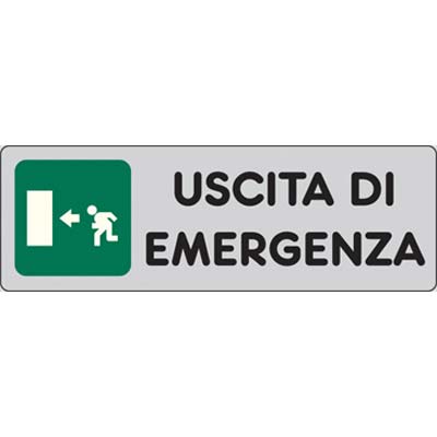 Targa segnaletica adesiva uscita emergenza sx