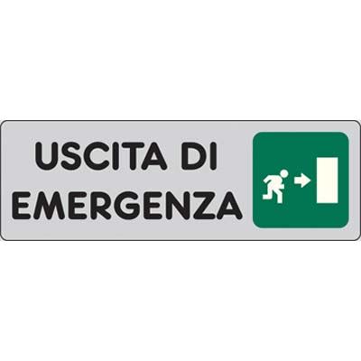 Targa segnaletica adesiva uscita emergenza dx