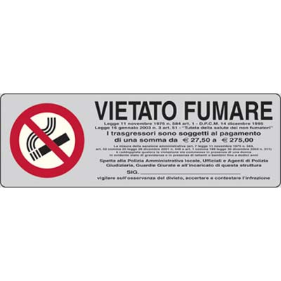 Targa segnaletica adesiva vietato fumare