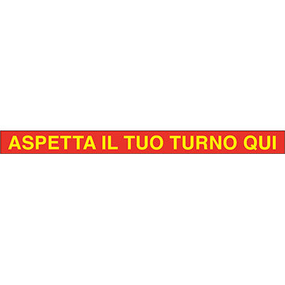 Targa segnaletica covid adesiva aspetta turno qui