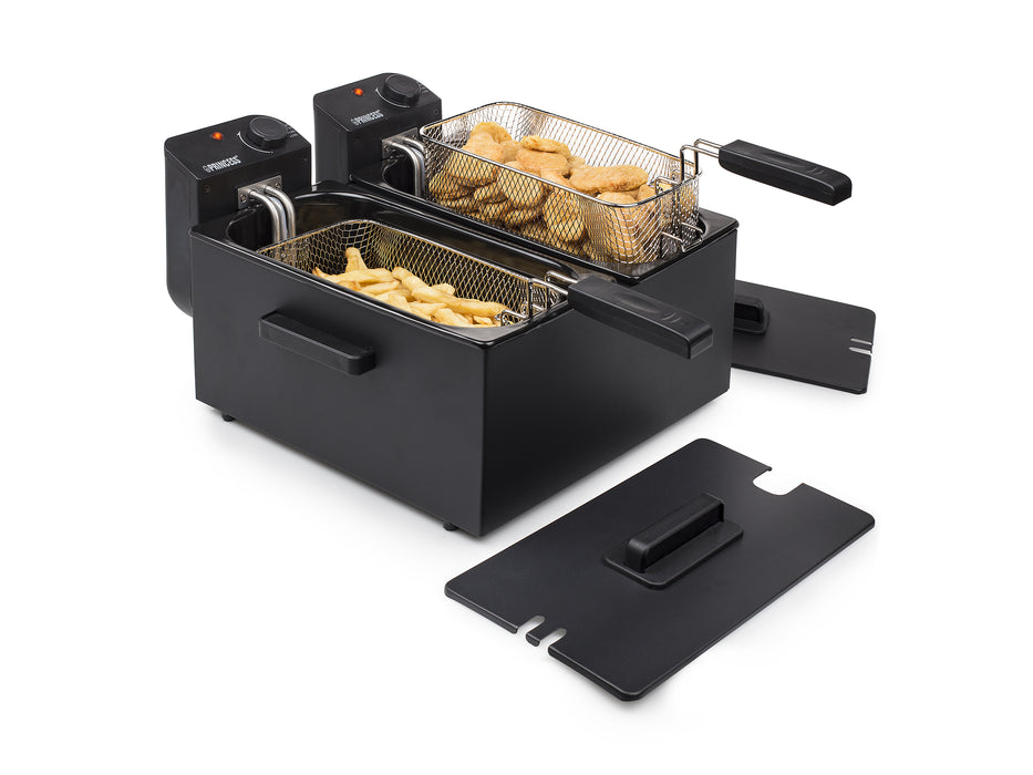 PRINCESS FRIGGITRICE A OLIO DOPPIA 2x3LT ACCIAIO INOX NERO 3600W