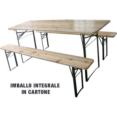 Set tavolo + panche birreria 2 gambe domus