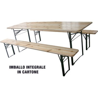 Set tavolo + panche birreria 2 gambe domus