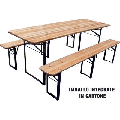 Set tavolo + panche birreria 3 gambe domus