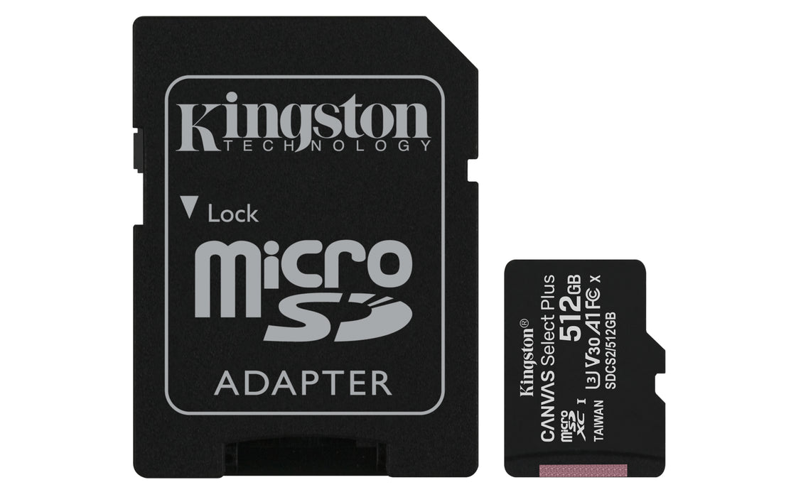 KINGSTON MICRO SD 512GB CON ADATT. CANVAS PLUS SDCS2/512GB CL10