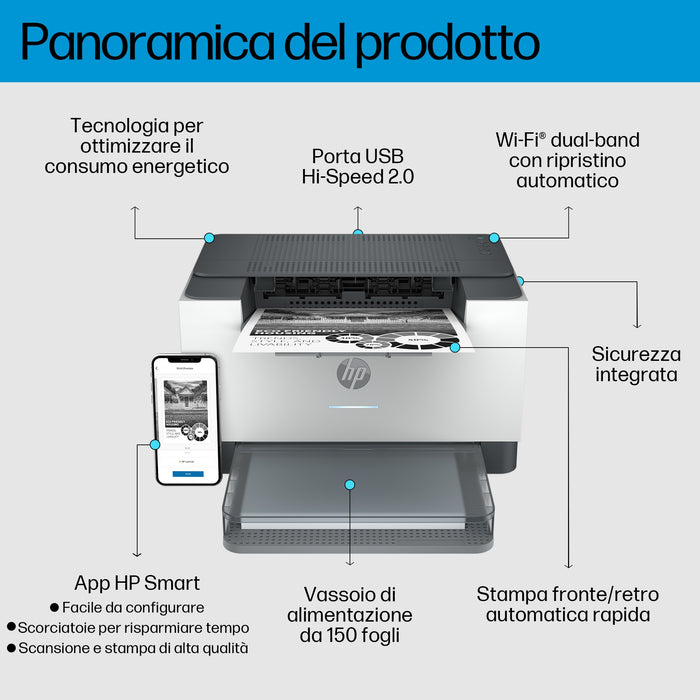 HP STAMPANTE LASER B/N 29PPM USB/WIFI/LAN/BLUETOOTH M209DW 6GW62F