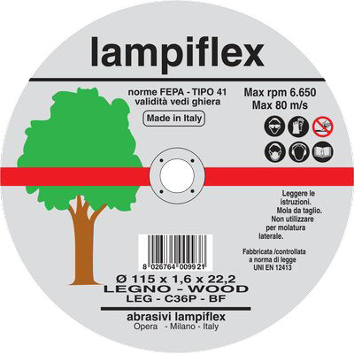 Disco abrasivo taglio legno lampiflex