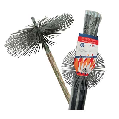 Scovolo acciaio kit pulizia camino + molla domus