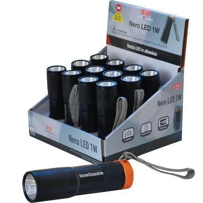 Torcia led nero led 1 expo luce quadra