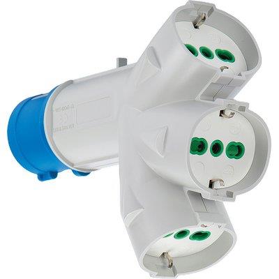 ADATTATORE TRIPLO SPINA BLU-16A+3 SCHUKO FME