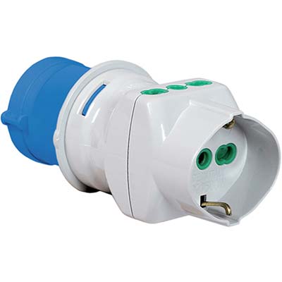 ADATTATORE TRIPLO SPINA BLU-16A+SCHUKO FME