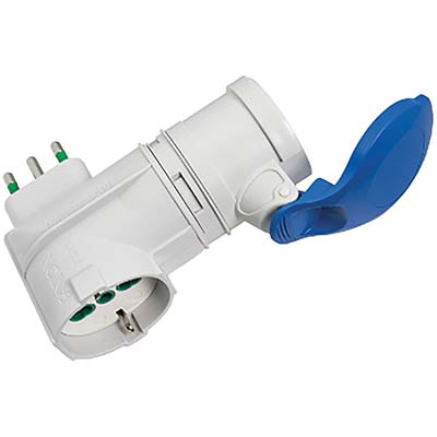Adattatore 16a-presa blu+16a bipasso+schuko fme