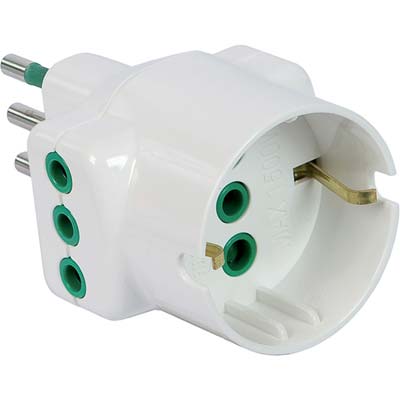 ADATTATORE TRIPLO 10A-10A+SCHUKO GARANTI