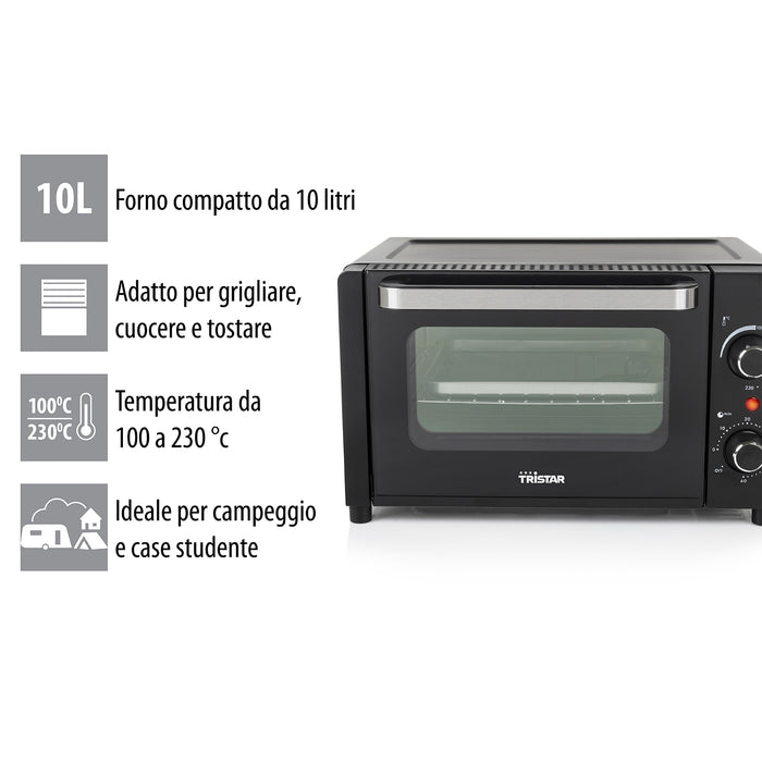 TRISTAR MINI FORNO ELETTRICO 10LT 800W NERO OV-3615