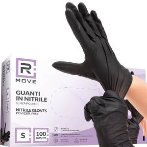RMove 1Conf. da 100pz Tg.S - Guanti Nitrile Nero uso Medico Senza Polvere