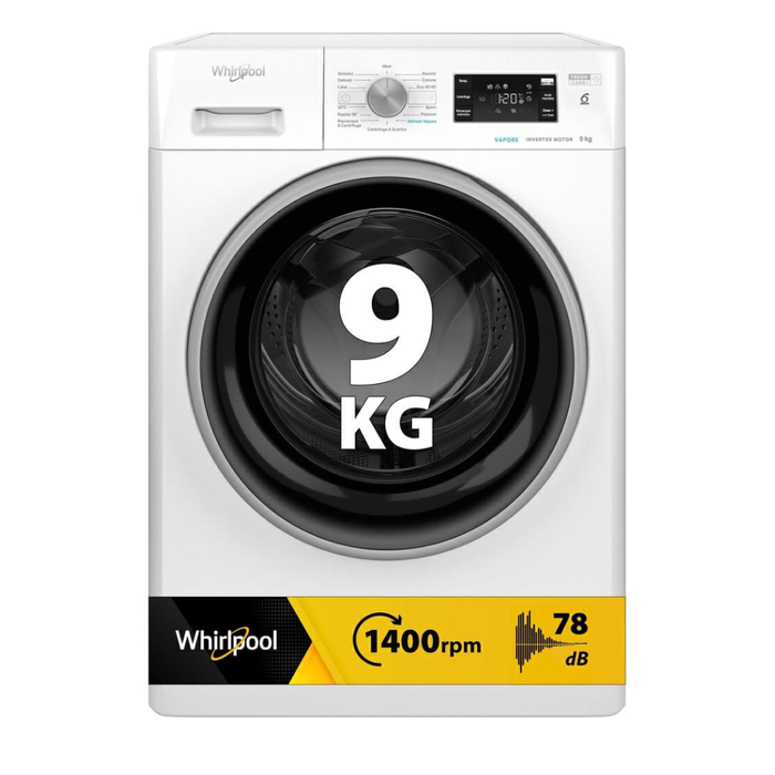 WHIRLPOOL LAVATRICE 9KG 6°SENSOINVERTER/VAP A 1400GIRI FFB 948 BSV IT