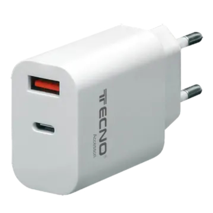 TECNO ALIMENTATORE CARICA RAPIDA TYPE C / USB 20W 3A BIANCO TC-883