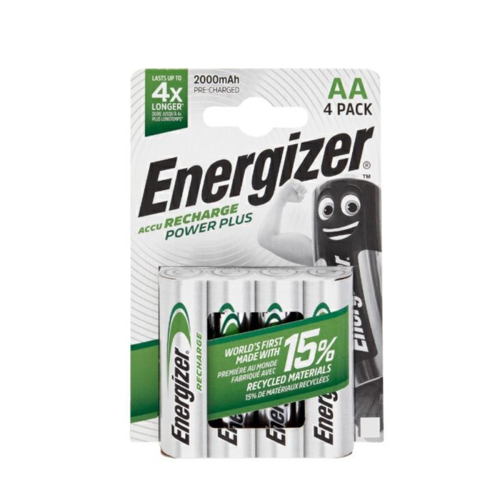 ENERGIZER PILE STILO AA RICARICABILI POWER PLUS 2000MAH 4PZ
