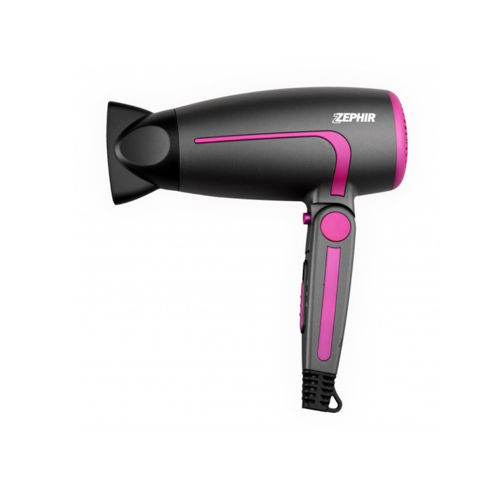 ZEPHIR ASCIUGACAPELLI CON MANICO PIEGHEVOLE 1600W GRIGIO/FUCSIA ZHB1600