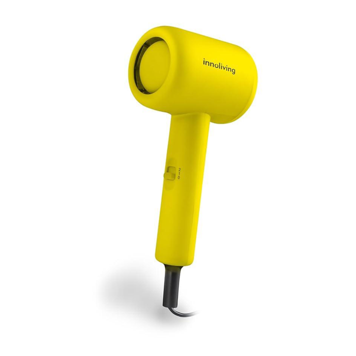 INNOLIVING MINI ASCIUGACAPELLI RIVESTITO IN GOMMA 1000W GIALLO INN-612Y