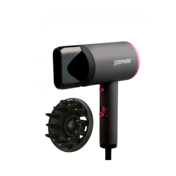 ZEPHIR ASCIUGACAPELLI DESIGN CON DIFFUSORE 2000W NERO/FUCSIA ZHB2000