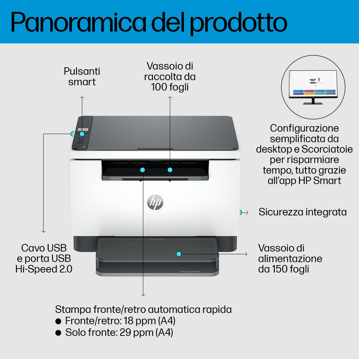 HP MULTIFUNZIONE LASER B/N LASERJET M234D USB 8J9K4F